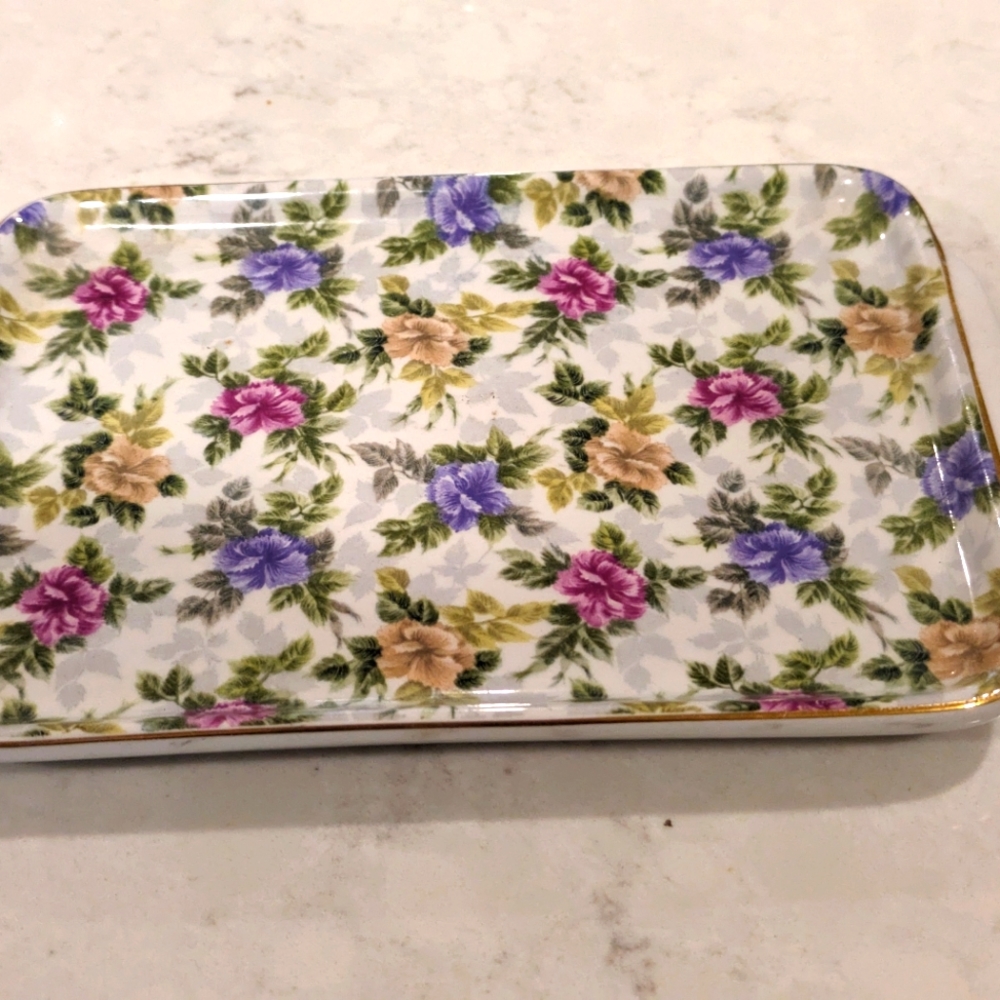 B#1:Decor Sanremo Ceramica Pozzi Gallarate Italy Multicolor Tray & Crown Ducal